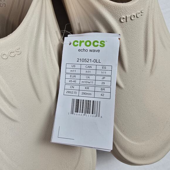 Crocs Echo Wave Clogs Sz M11 Almond Tint Slip On Sandals Slides Shoes 210521-0LL main image 5